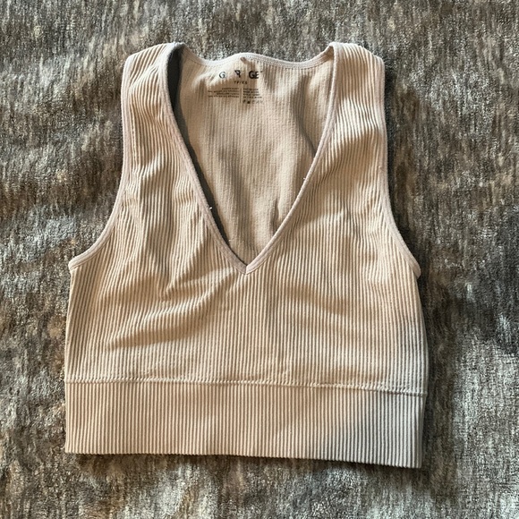 Garage Ribbed Crop Top Size XS Brown/Grey - Picture 1 of 2